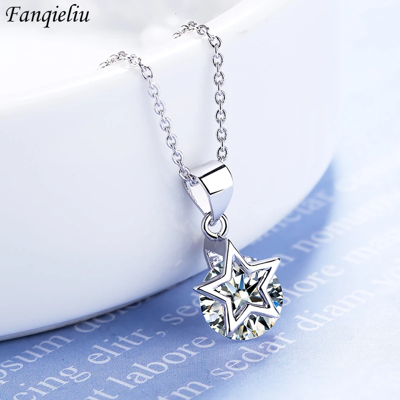 

Fanqieliu S925 Stamp New Woman Zircon Star Pendant Necklace Trendy Jewelry Luxury Gift For Girl FQL20265