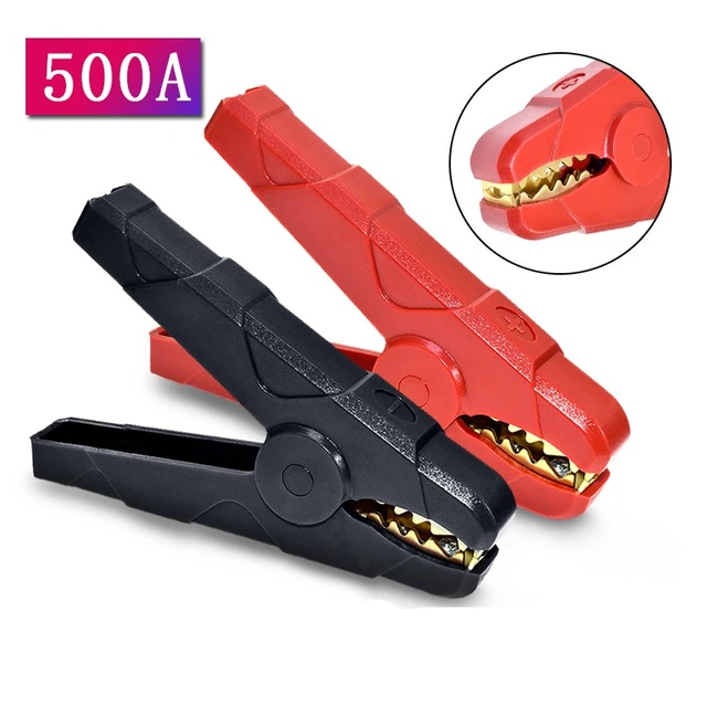 1/2PCS 140mm 500A Alligator Clip Batterie Klemmen Krokodil Clip 500A Rot  Schwarz - AliExpress