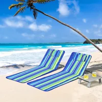 Lounge Chair Mat Set - Adjustable Chairs with Sunbathing Table, Striped Style for Ultimate Relaxation 1