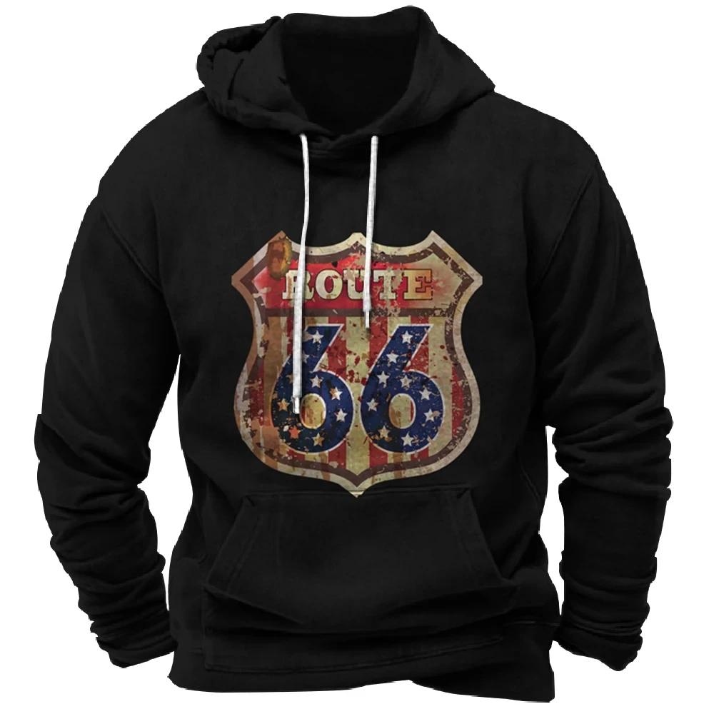 

Vintage Hoodie Route 66 2d Print Hoodies Fashion Hoodies Sweatshirts Boy Coats Women Sweats Men's Clothing Tracksuits Men Women