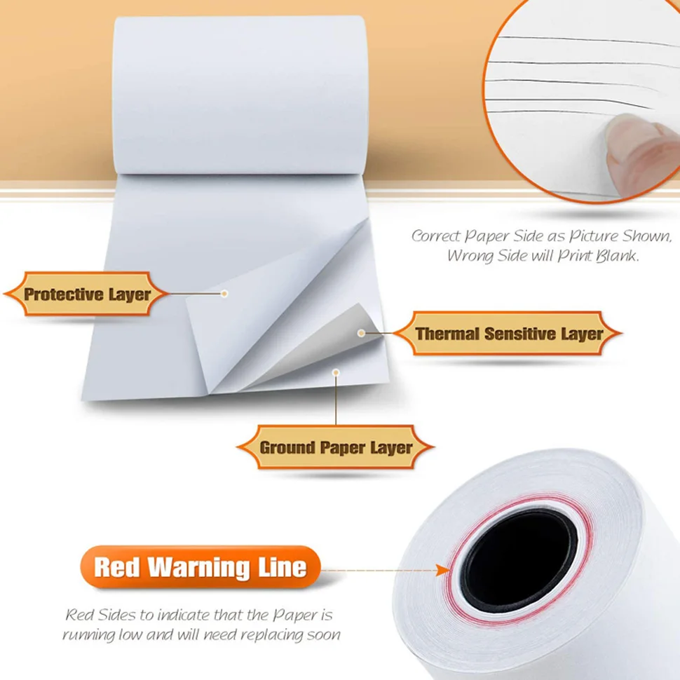 Thermal Paper Rolls Printing Paper Thermal Receipt for Cash register POS System 2 Rolls 18 Meter Length 48g Thin 80x40mm thermal cash register paper