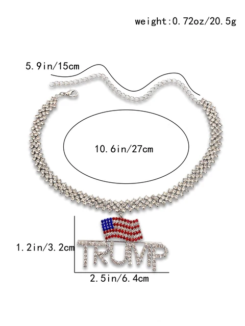 1pc Luxury Trump Pendant Necklace Multi Layer Cuban Chain Fashion Hip Hop Accessories for Women 5