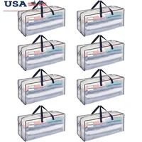 Heavy Duty XL Foldable Moving Bags 8 Pack with Backpack Straps Clear Storage Solution Lightweight Durable Alternative to Boxes 1