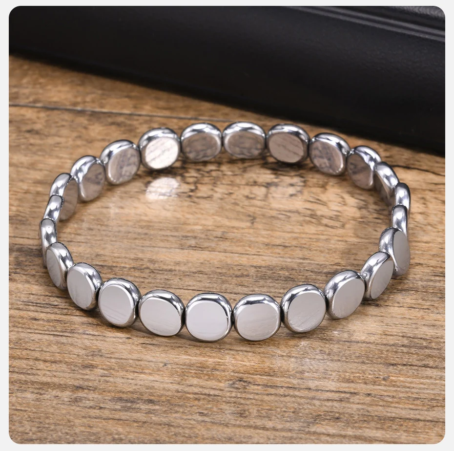 Vnox 7,7mm runde Hämatit Armbänder für Männer Frauen, Gallenstein hand gefertigte geflochtene Seil Naturstein Perlen Armband – Detail 5