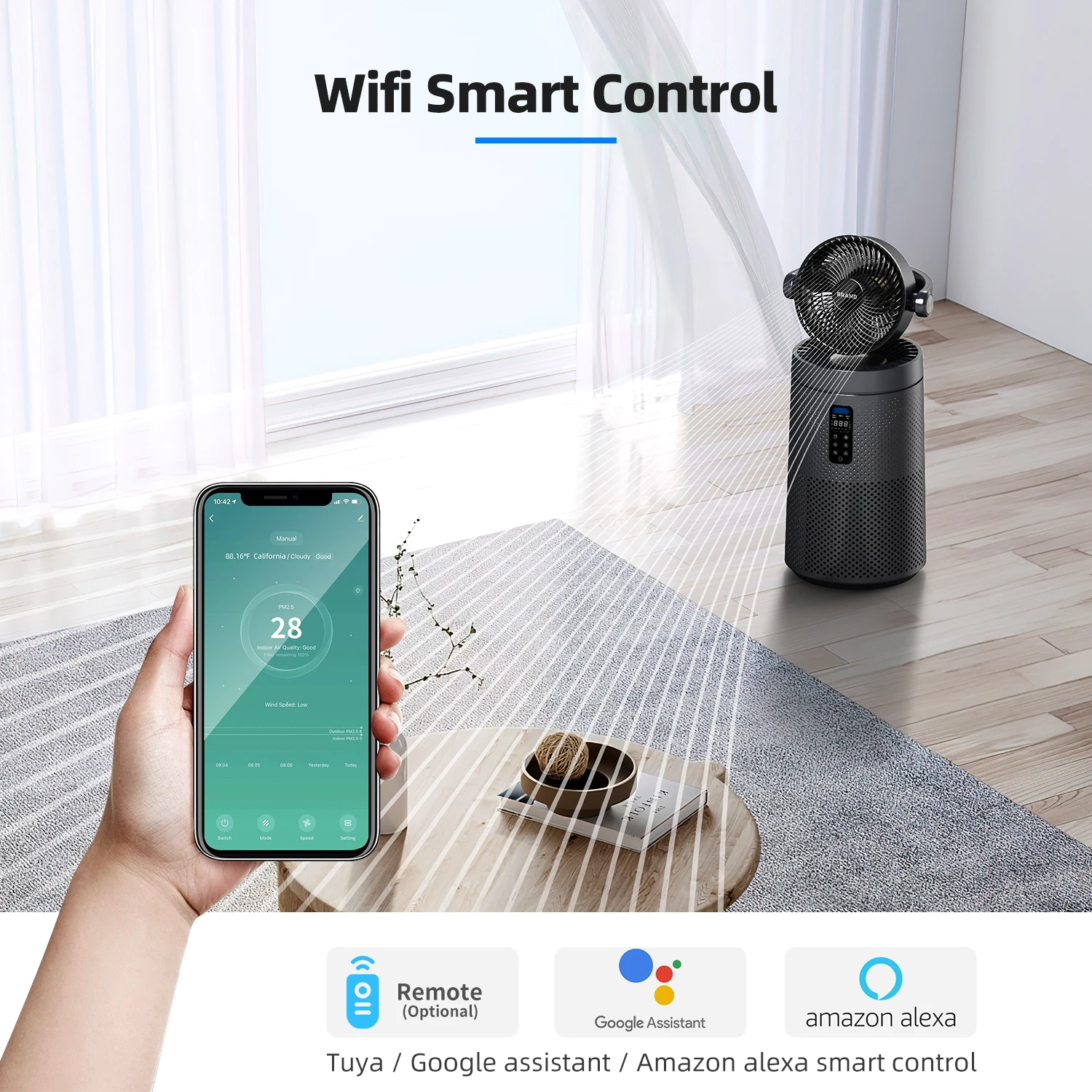 Custom Carbon Air Purifier with WiFi Remote Control Pet-Friendly Air Circulation