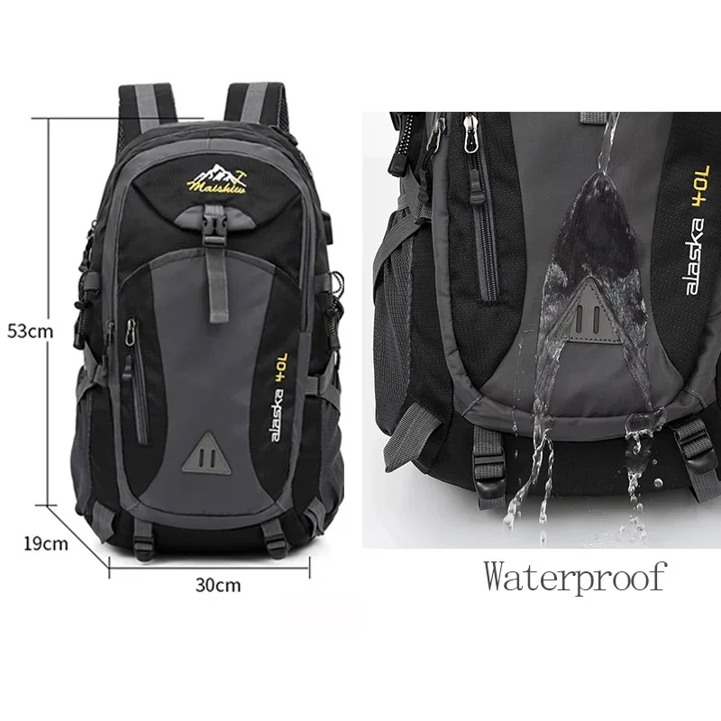 40L Unisex Waterproof Men Backpack 