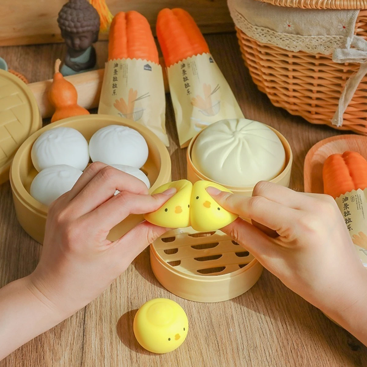 Squishy Food Toys Fake Steamed Dumpling Hamburger Squeeze Toys Slow Rising Stress Relief Fidget Toys Pop Antistress Ball Hot panic pete