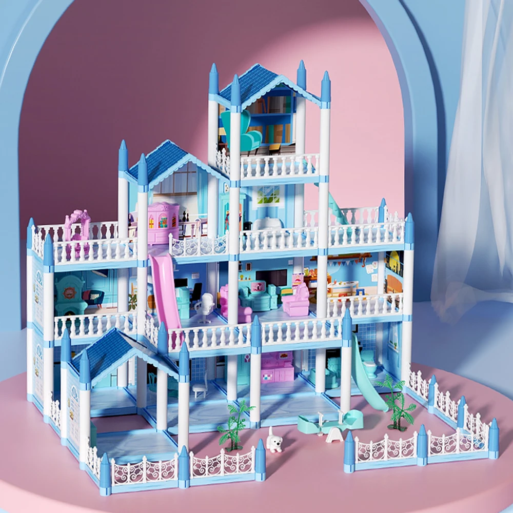 Diy Set Miniatures Dollhouse 3D Cartoon Doll Castle Villa Toys Girl 1/12 Fantasy Doll House Assemble Scene Accessories Furniture 4