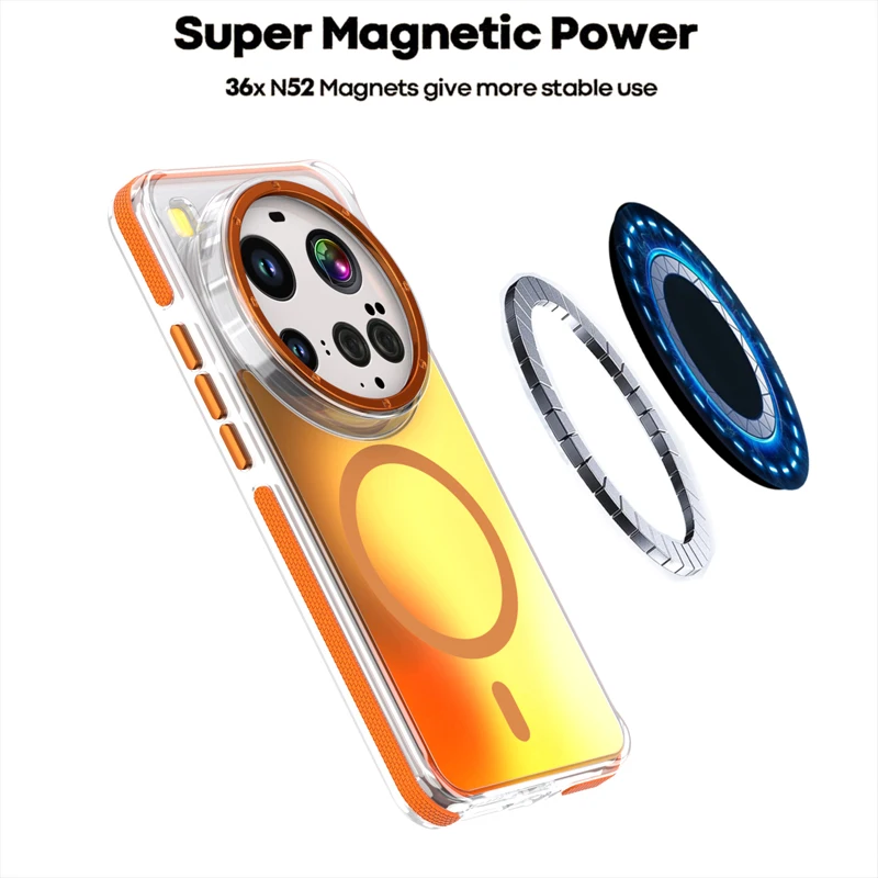 Colorful Magnetic Wireless Charging Bumper Case with Aluminum Button
