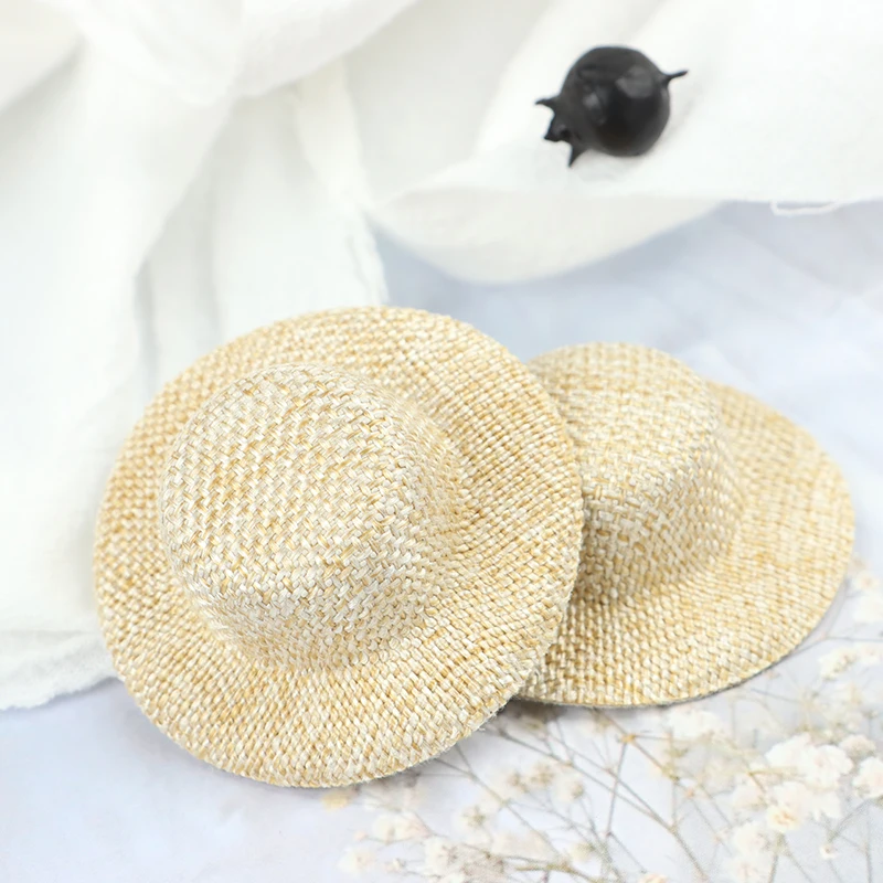 

2Pcs Miniature Straw Hat Mini Doll Hat Doll House Ornament Hand Weaved Dollhouse Accessories