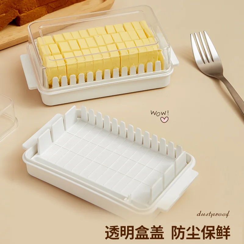Rectangular cheese slice storage box with lid butter box cheese cutting fresh-keeping box refrigerated storage butter box