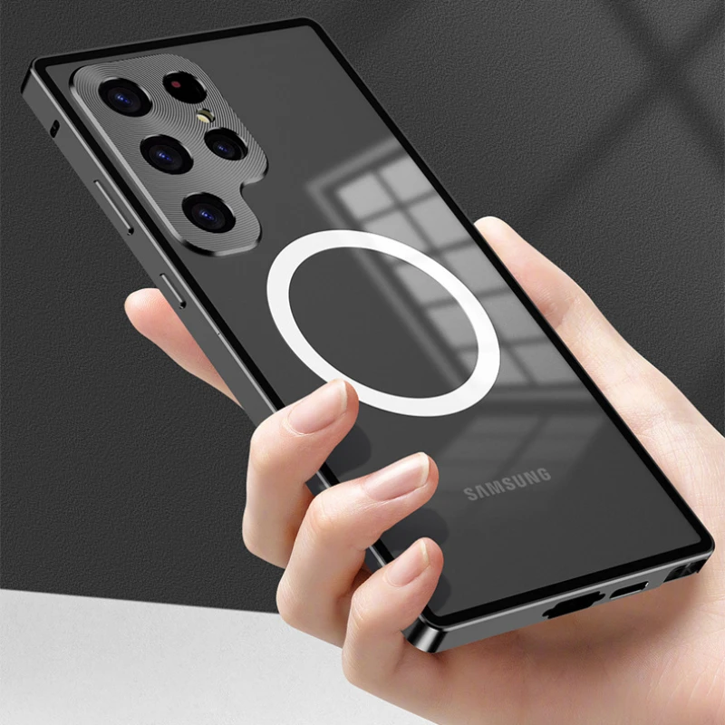 

Односторонний стеклянный чехол для Samsung Galaxy S23 Ultra, чехол для телефона с магнитной катушкой для Samsung S23 Plus S23 + противоударный чехол