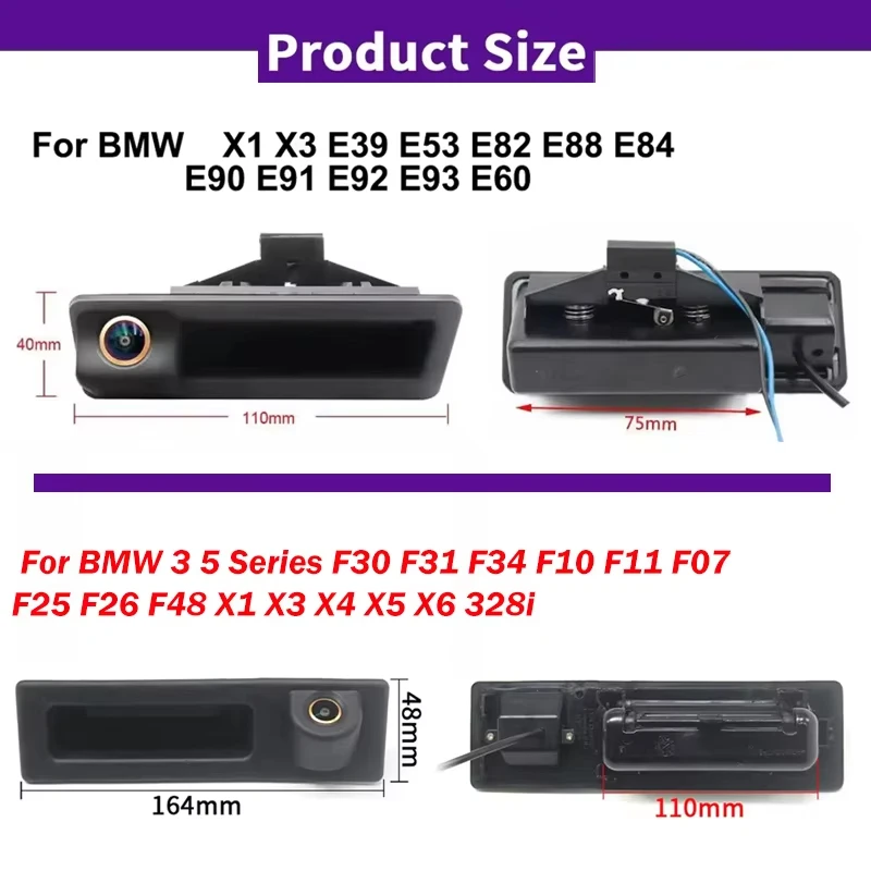 AHD 175 ° BMW X1 X3 E39 E53 E82 E88 E84 E90 E91 E92 E93 E60 후방 카메라, 백업 후진 AHD 2K 어안렌즈 카메라
