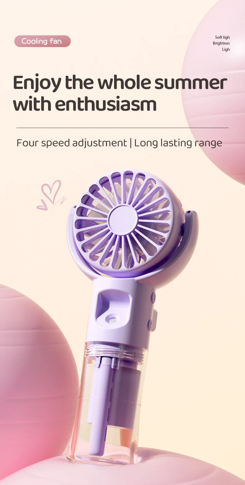 Description Picture 2 of itemPortable Handheld Fan USB Rechargeable Hanging Neck Misting Fan Adjustable Speed Spray Water Mist Fan Outdoor Camping Travel