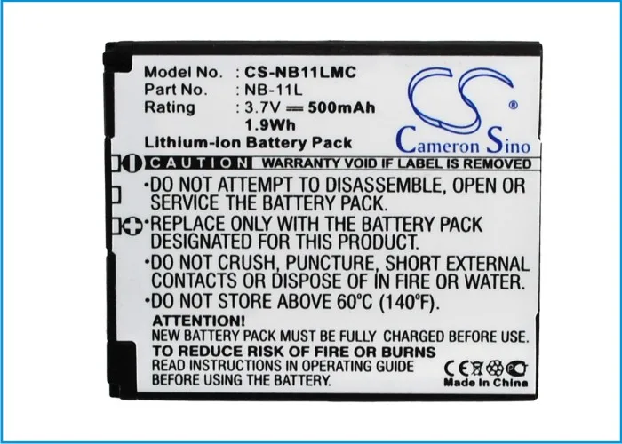 Fotocamera 500Mah Batteria Per Canon Nb-11L Nb-11Lh Ixus 125Hs Ixus 240Hs Powershot A2300 Powershot A2400 Is Powershot A3200 Is