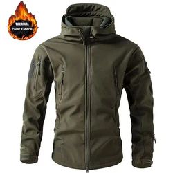 Men's Thermal Waterproof Fleece Outdoor Jacket and Pants Set - XL(72-82kg) (Green Jacket)