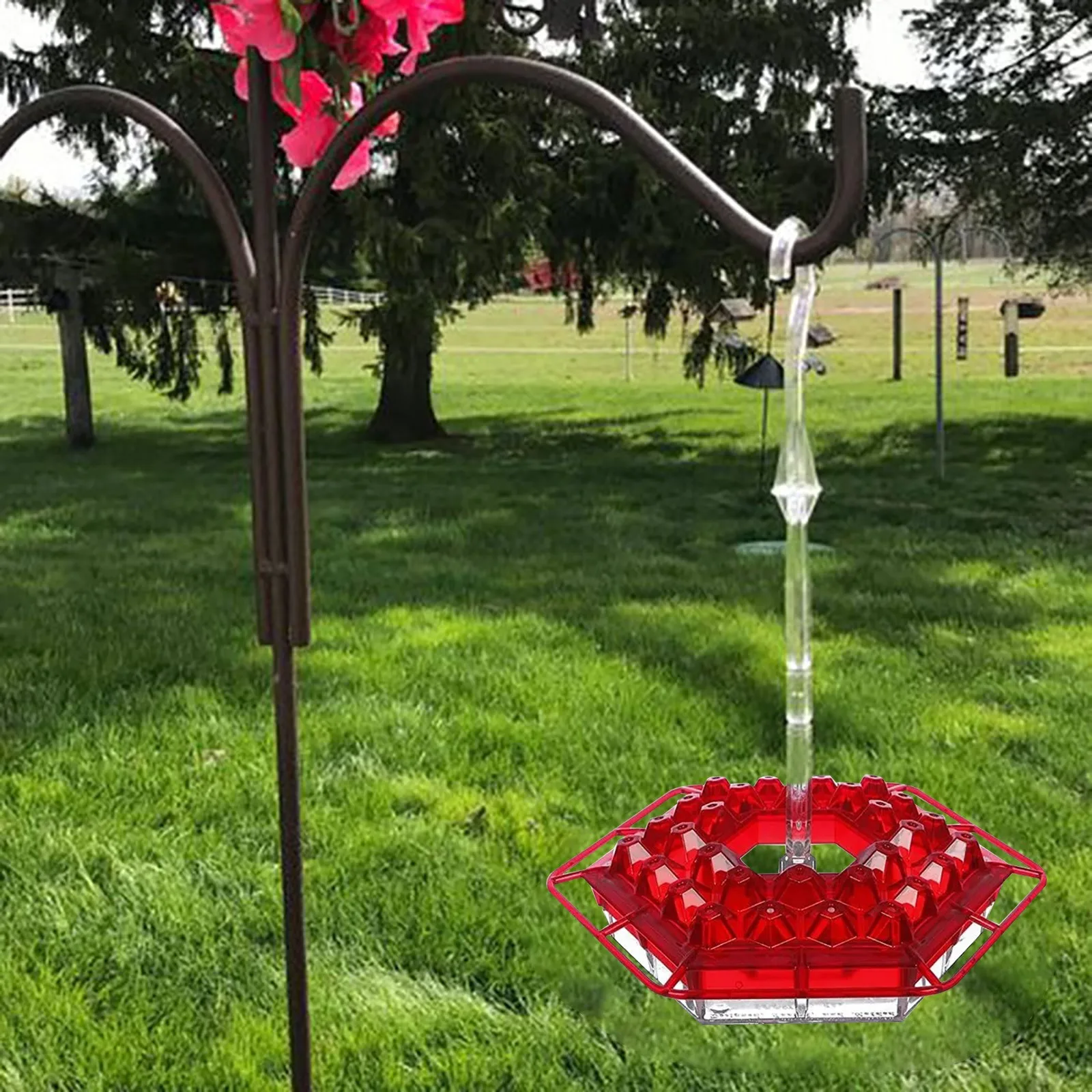Hummingbird Feeder 30cm Feeding Hanging Bird Feeder Ant Bee Proof Flower Shape Hummingbird Garden Outdoor