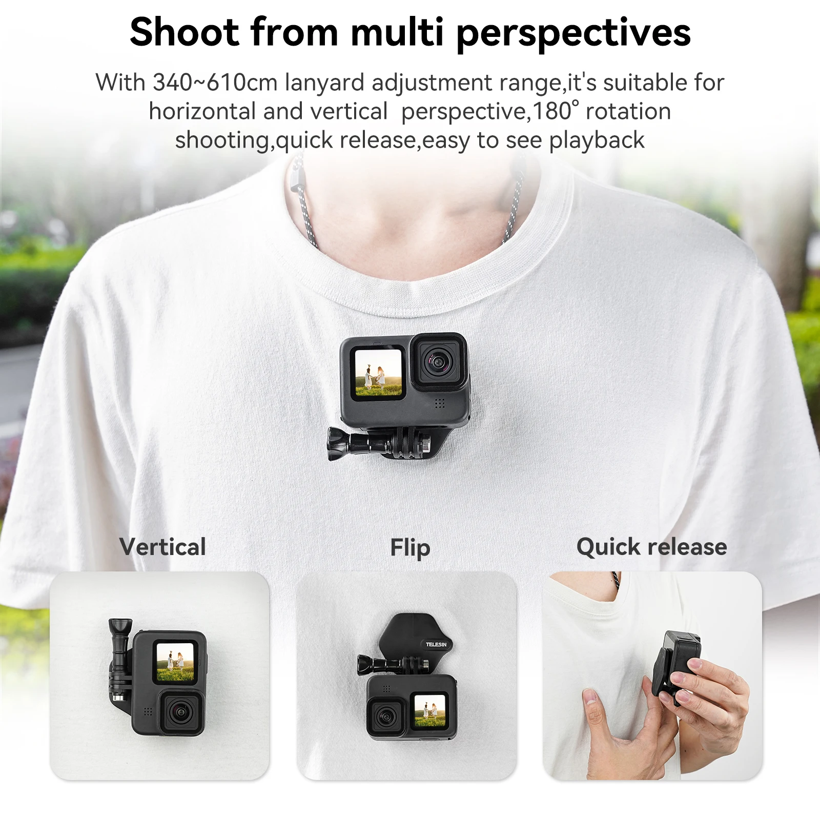 Telesin-câmera de Ação Magnética Liberação Rápida Suporte Halter Gopro Acessórios Lançamento para Gopro Hero Insta 360 Dji Mobile Phone - Image 5