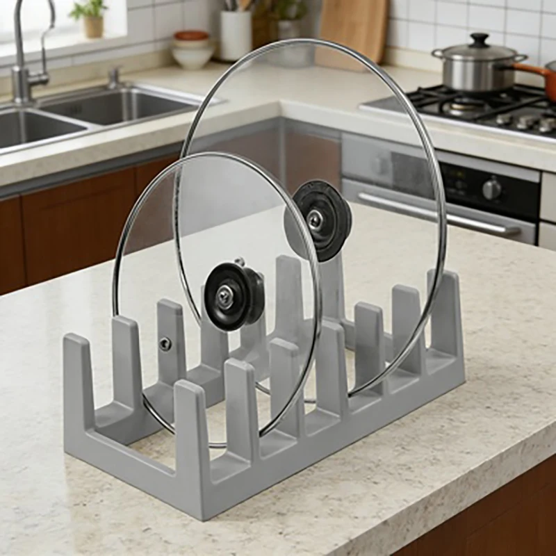 1 PC Multifunctional Multi-Slot Kitchen Pot Lid Storage Rack
