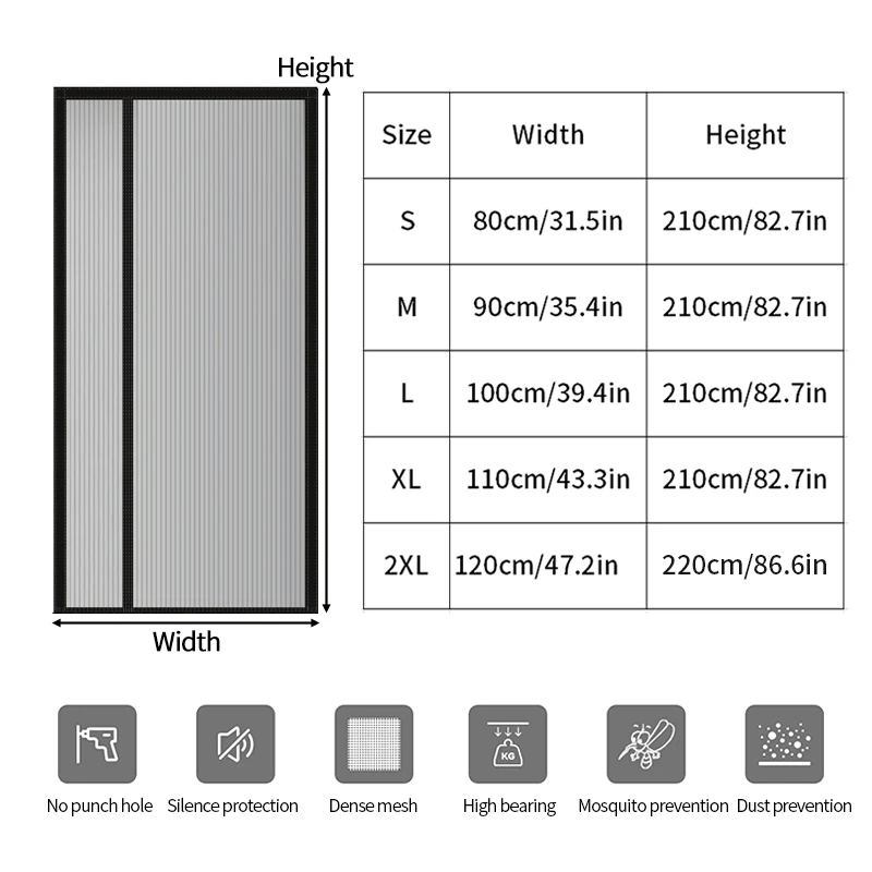 Magnetic Screen Door Curtain Anti Mosquito Door Curtain Magnetic Door Curtain Magnetic Suction Door Curtain Magnetic Anti-mosquito Side Door Opening Screens Kitchen Living Room Bedroom Summer Anti-mosquito Flies Mesh