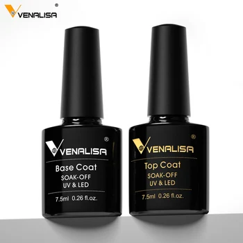 2 pz * 7.5 ml Venalisa Colore Nude Base Gel Nowipe Top Coat Soak Off UV LED Gel Smalto Per Unghie Cosmetici Unghie Artistiche Manicure Vernice Per Unghie 1
