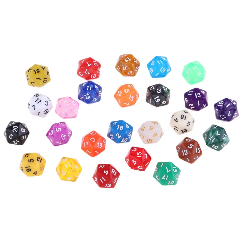 Assorted Set of 25 Polyhedral Dice for Tabletop Gaming - Vibrant Colors