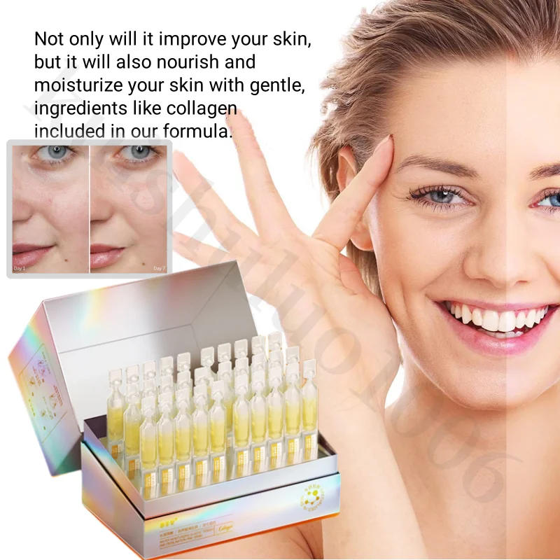 30Pcs Collagen Boost Serum Ceramide Repair Firm Smooth Essence Hyaluronic Acid Anti Wrinkle Aging Whitening Dark Spot Skin Care line repair firm collagen boost mask