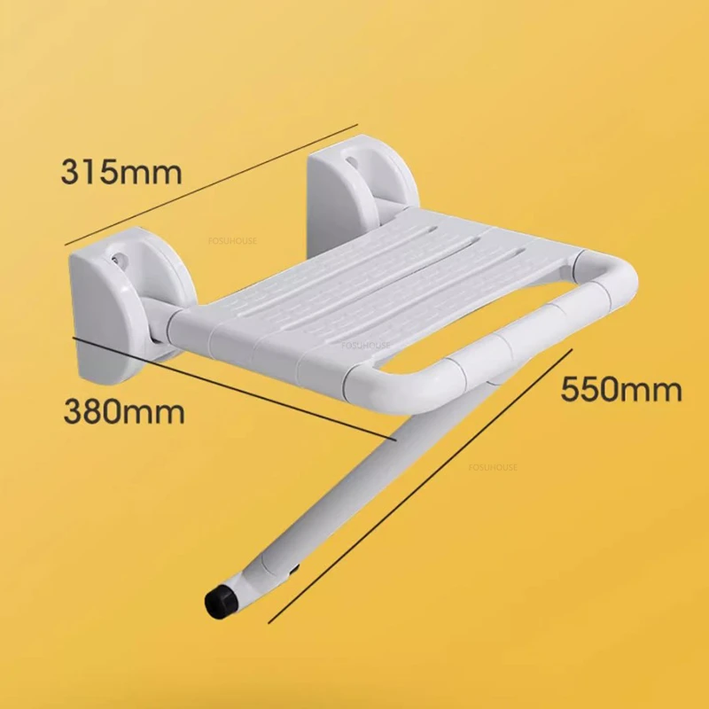 Simple Wall-mounted Bathroom Seats Shower Chair Modern Home Folding Metal Bathroom Chair Barrier-free Special Shower Room Seat 6