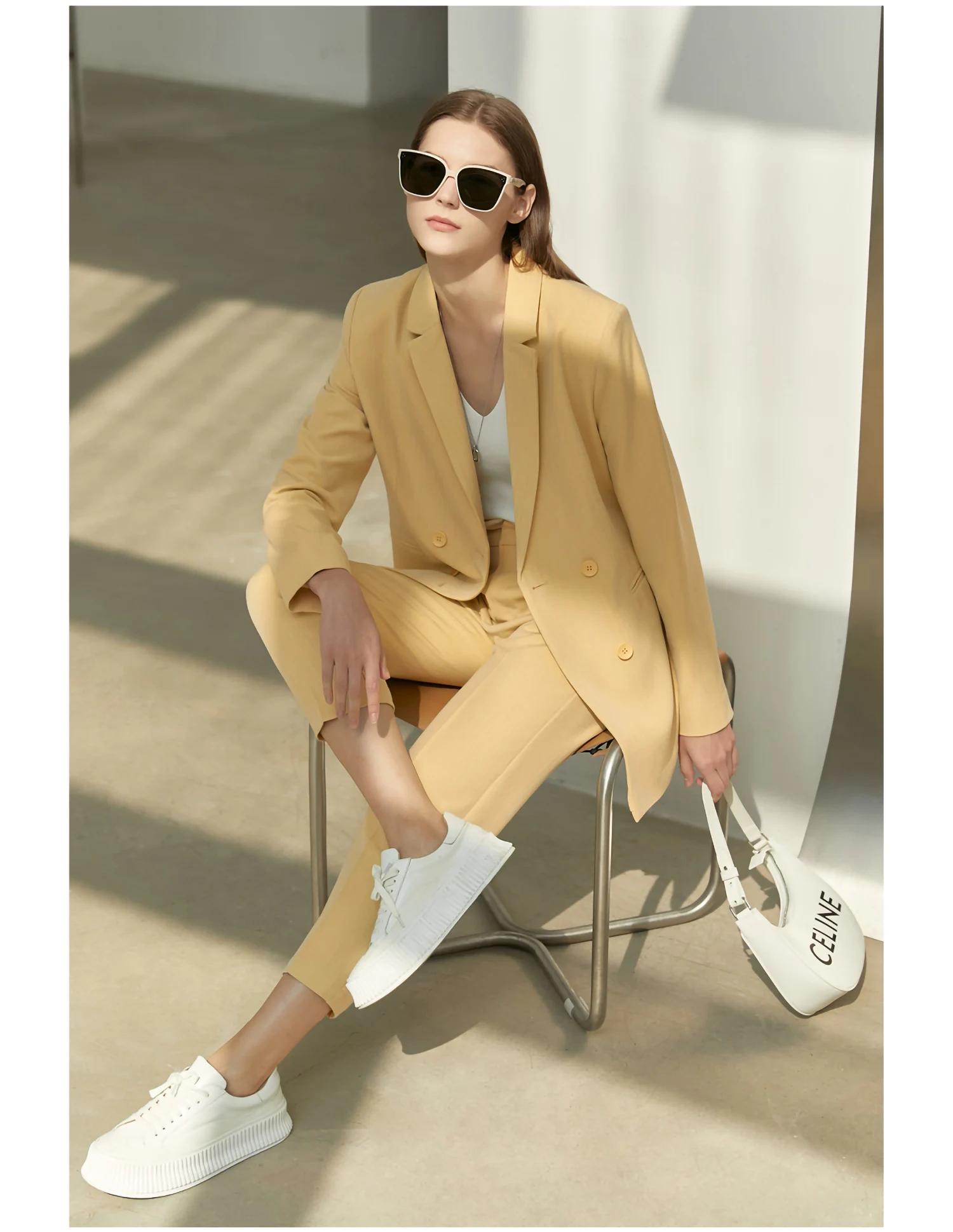 pant suits for older ladies Amii Minimalism Spring Suit Office Lady Blazer  Women Lace Vneck Tanks High Waist Women Pants Female Shorts 12060909 red jogging suit