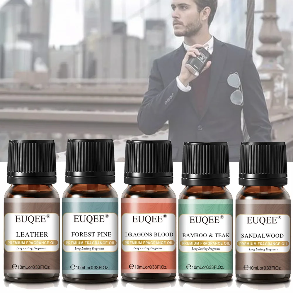 EUQEE 10ML Luxury Men's Fragrance Oil - Leather, Forest Pine, Coffee Cake, Cedarwood, Bay Rum Aroma