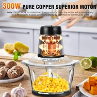 Hachoir à viande électrique 300 W avec récipient en verre de 2 L, 2 vitesses, 4 lames durables, facile à utiliser et à nettoyer 6