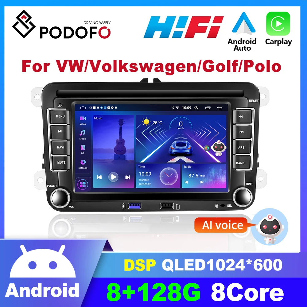 2 din Android For Volkswagen VW Polo Jetta Skoda Octavia Golf 5 7 Touran  Car Radio Multimedia Player Carplay Auto GPS Navigation - AliExpress