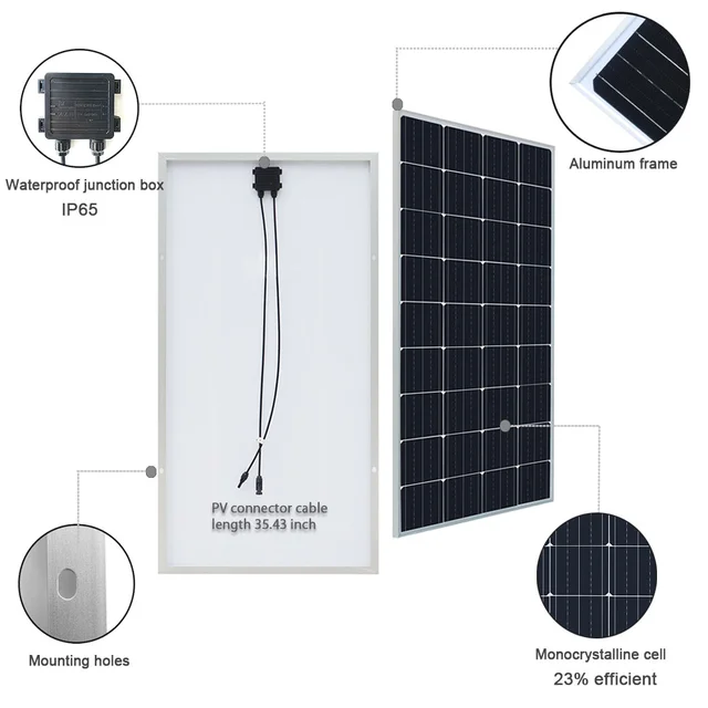 Solar Panel 100W 200W 140W 280W Rigid Glass Solar Panel 12V24V Battery  Charge Panneau Solaire 1000W Kit Solar Generator For Home