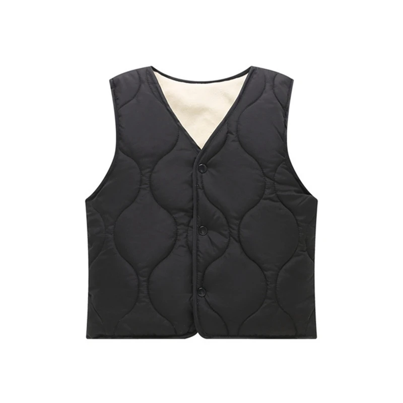 18M-7TChildren Warm Vests Winter Kids Boys Girls Candy Color Cartoon Dot Clothes For Baby Button Cute Waistcoat Outerwear Jacket