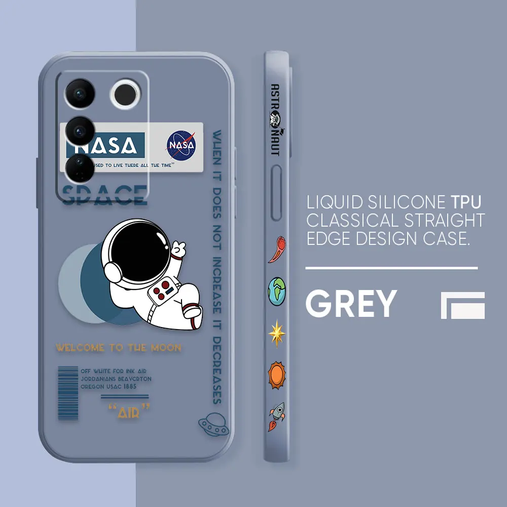 thumbnail image 1 of Case For VIVO S5 S6 S7 S9 S10 S15 S16 S16E T1 V15 V20 V23 PRO 5G Simple Liquid Silicone Case Funny Astronaut Spacewalk, 1 of 5