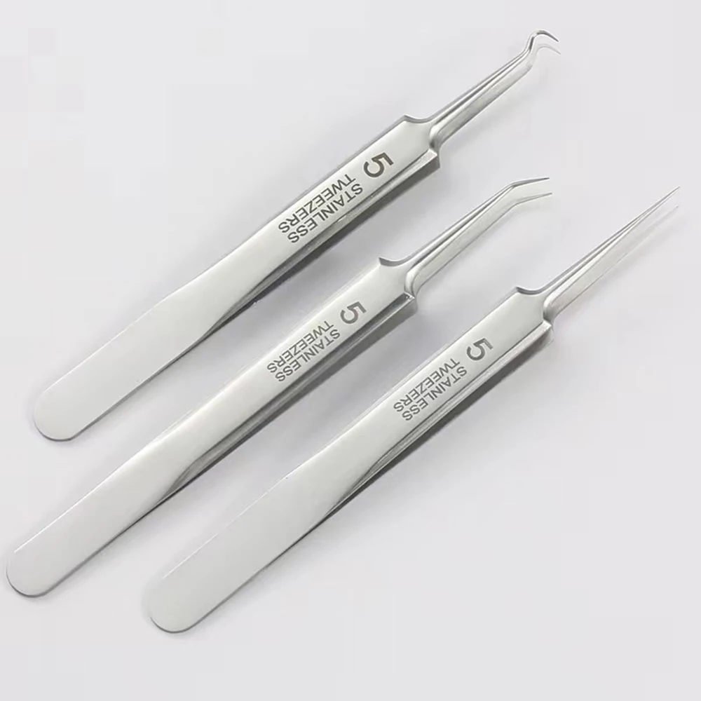 Precision Tweezers Tweezer Tool Pimples Blackhead Tweezers Blackhead Clip Tweezers Cosmetic Tool Professional Ultra-fine No. 5 Acne Blackhead Removal Tweezers Beauty Salon Pimples Needles Deep Cleaner Clip Face Skin Care Tool