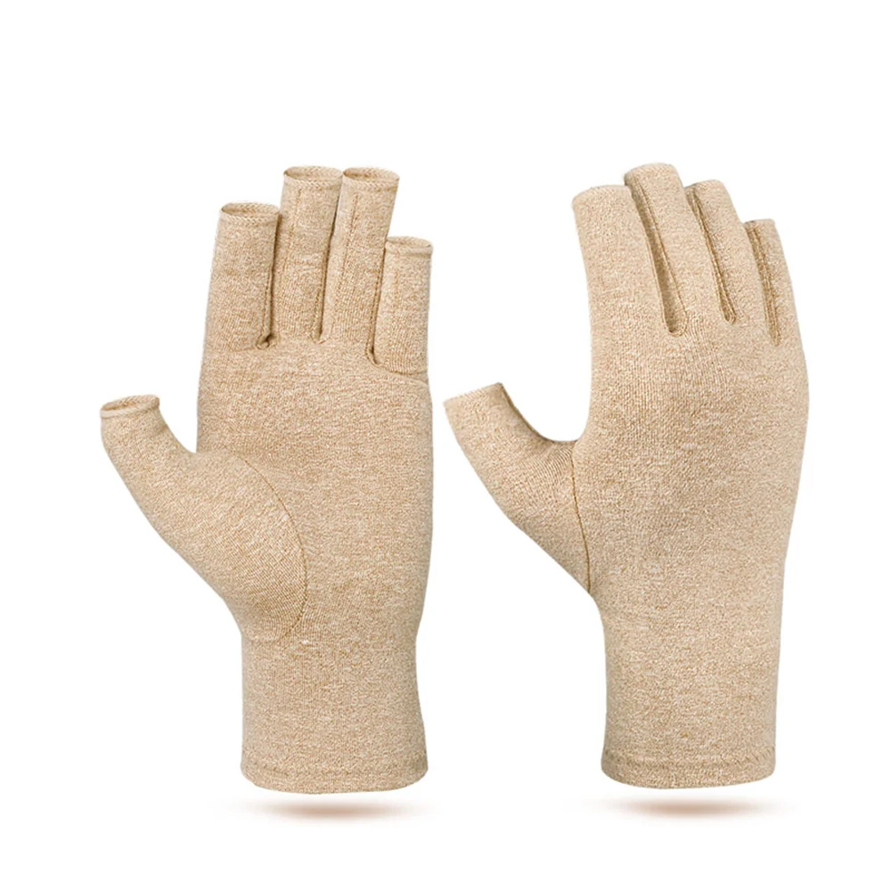 thumbnail image 1 of 1 par de guantes de compresión de cobre para artritis sin dedos, guantes de terapia para hombres y mujeres, guantes de compresión de presión en la palma, alivio del dolor de muñeca, 1 of 5