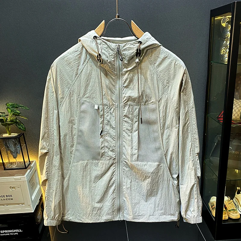 UPF50 Men's Sunscreen Clothing Summer Cool, Lightweight, Breathable, Elastic Outdoor Fishing and Mountaineering Sports Coat