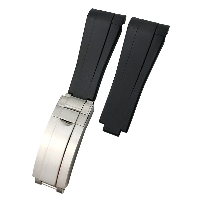 SCHIK Short version Rubber Watchband 20mm for Role strap Rolex Submariner Daytona Yacht Master Prevent Dust Silicone Watch Band