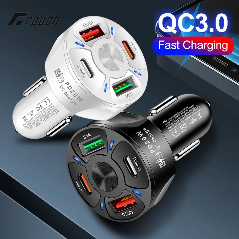  Olaf Dual USB C Car Charger Fast Charging USB PD QC3.0 Type C Fast Charger For iPhone Samsung Xiaomi Car Phone Charger Adapter 