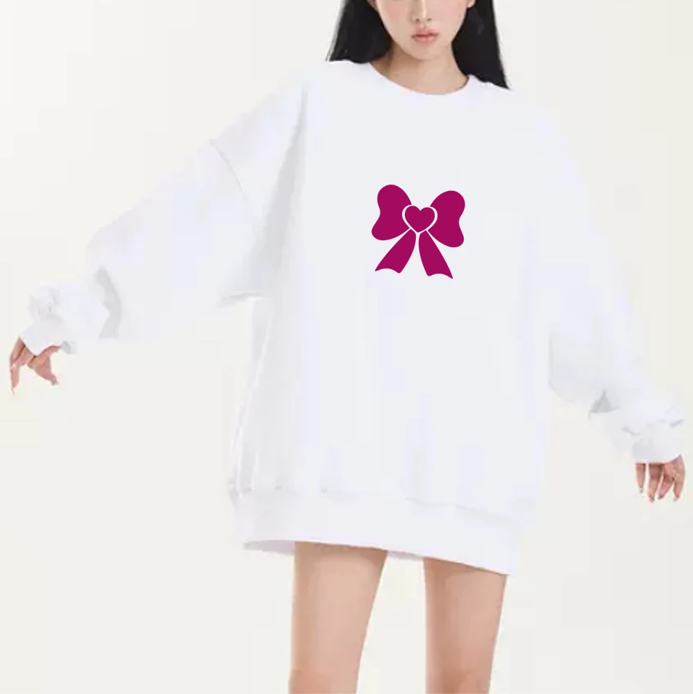 귀여운 활 넥타이 카오와이 패션 후디, 재미있는 그래픽 풀오버, Y2k 크루넥 맨투맨, 캐주얼 포켓 후드 셔츠, 남녀공용