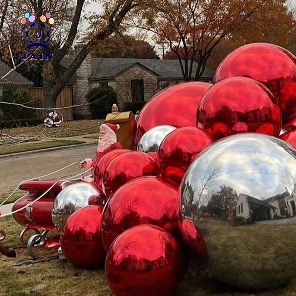 Inflatable Mirror Ball with Pump Big Shinny Balls Decorative Ball for Oktoberfest Christmas Party Birthday Rental