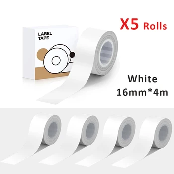 5 Rotoli 9/12/16mm * 4m Ricariche per etichette per MakeID L1 E1 Q1 P12 Ricariche di carta per stampa di etichette Nastro per etichettatura per ufficio laminato standard
