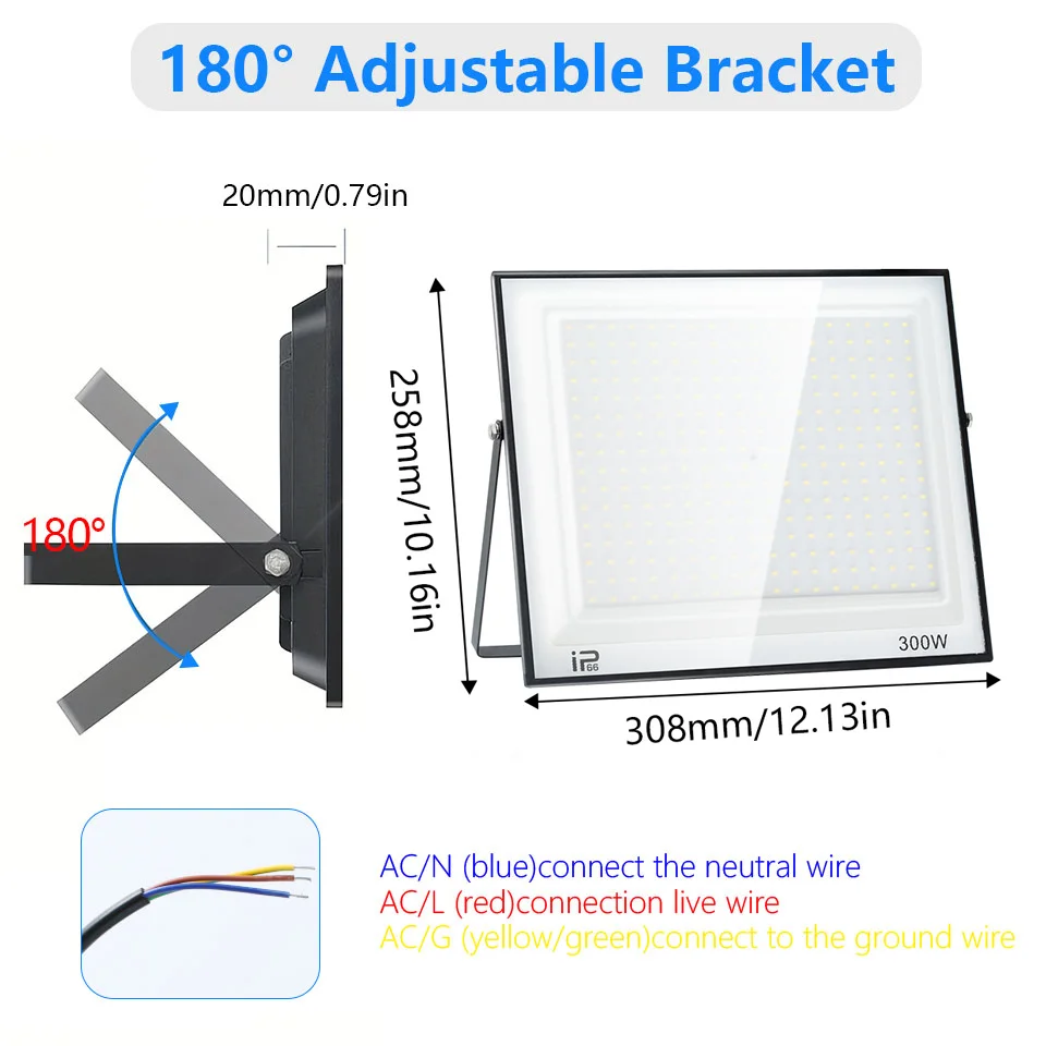 LED Floodlight IP66 Waterproof AC220V 110V Outdoor Spotlight 20W 30W 50W 70W 100W 150W 200W 300W Outdoor Lighting Spotlight