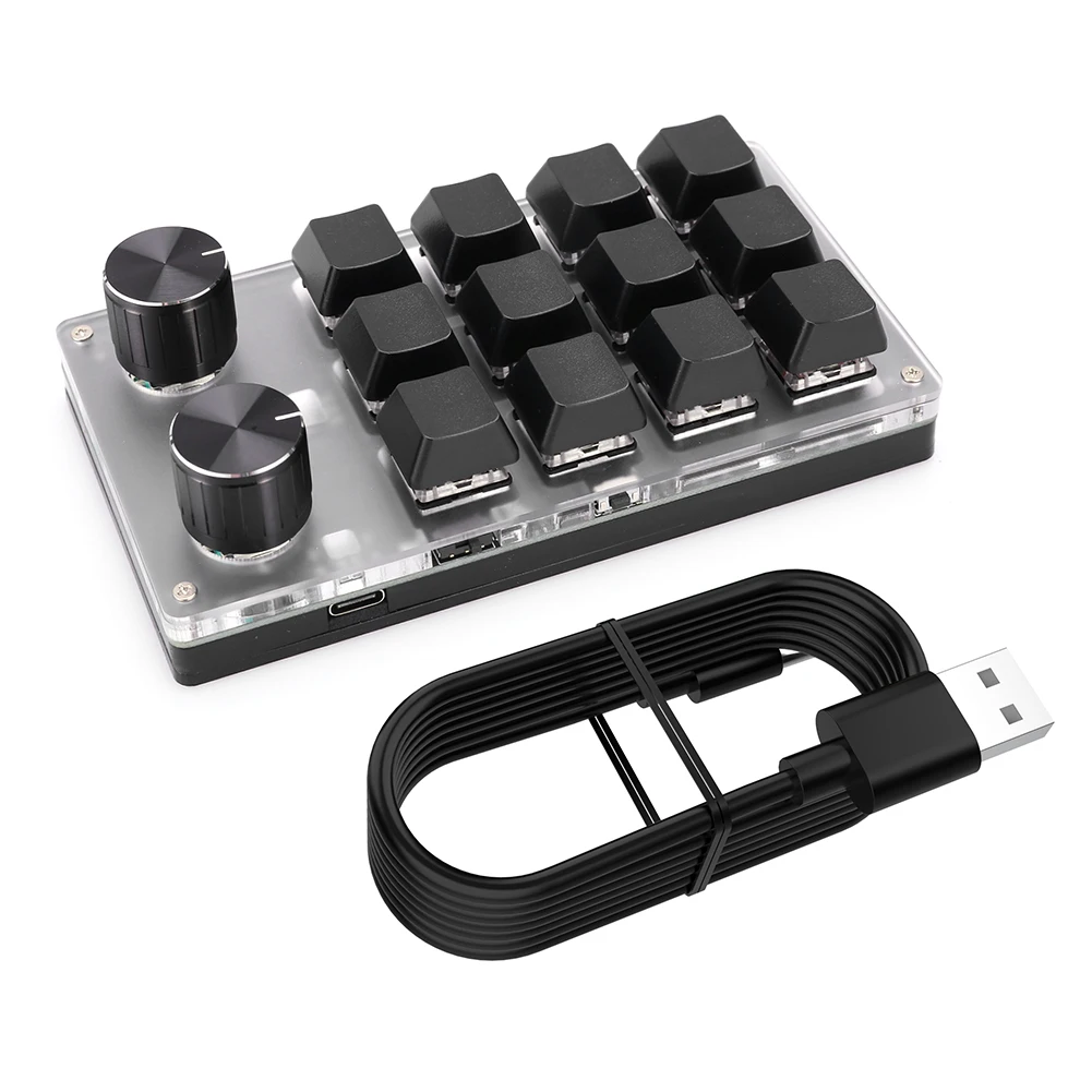 12 Key 2 Knob One Handed Mechanical Gaming Keyboard Bluetooth-Compatible/Wired Mini Mechanical BT Keyboard for Macbook PC Laptop