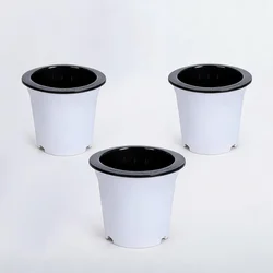 Self - Watering Double - Layer Flowerpot with Storage Basin - Thick Plastic Desktop Planter for Effortless Home Gardening (3pcs)