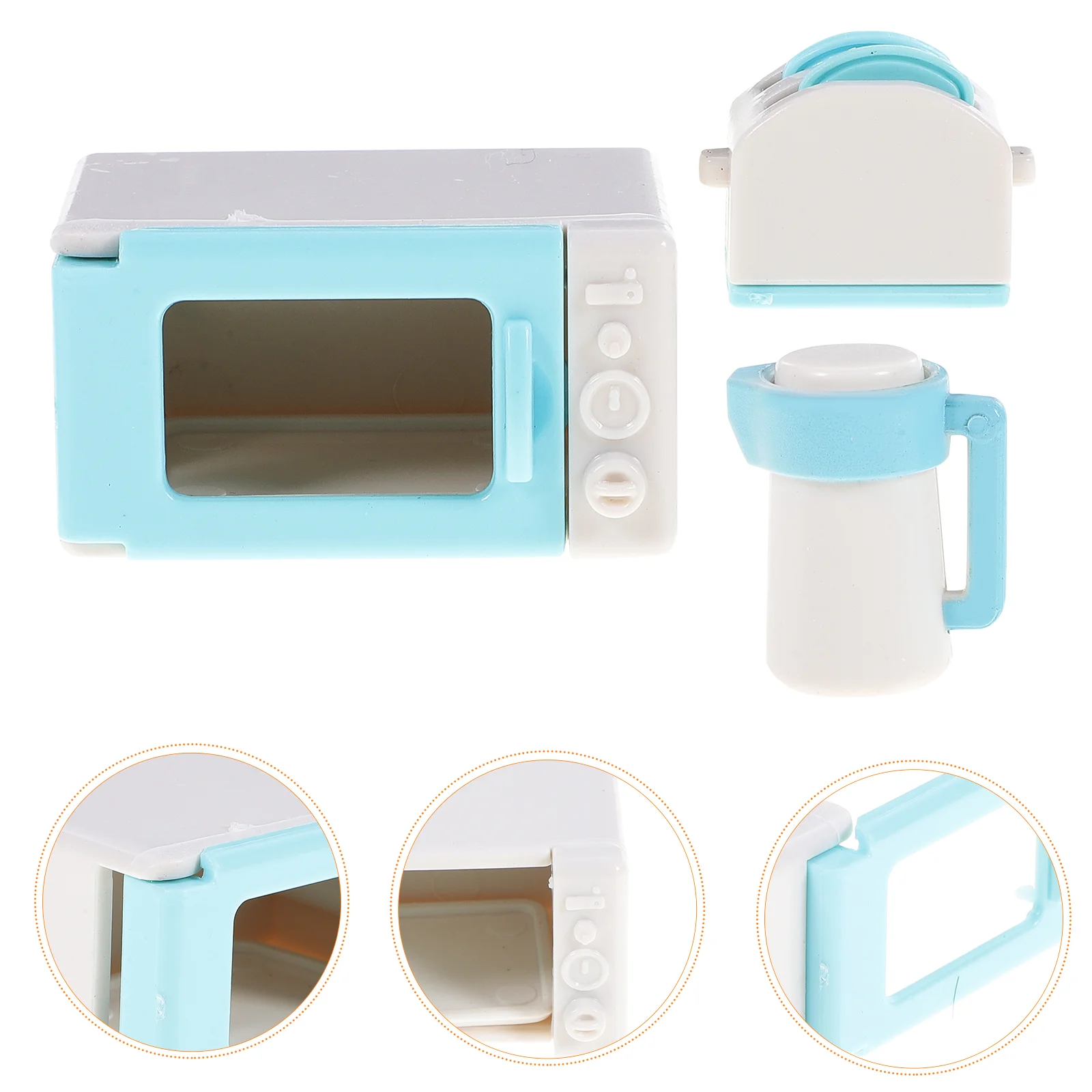 

1 Set Microwave Oven Toy Kitchen Set for Kids Dollhouse Kettle Bread Maker