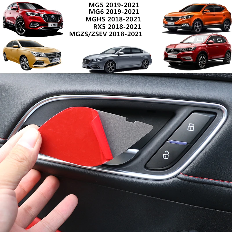 Car Interior Door Handle Bowl Trim Cover Stickers carbon fiber stickers For  MG ONE MG4 MG5 MG6 MGHS MGZS MGZX MGRX5 RX8 Marvel-R