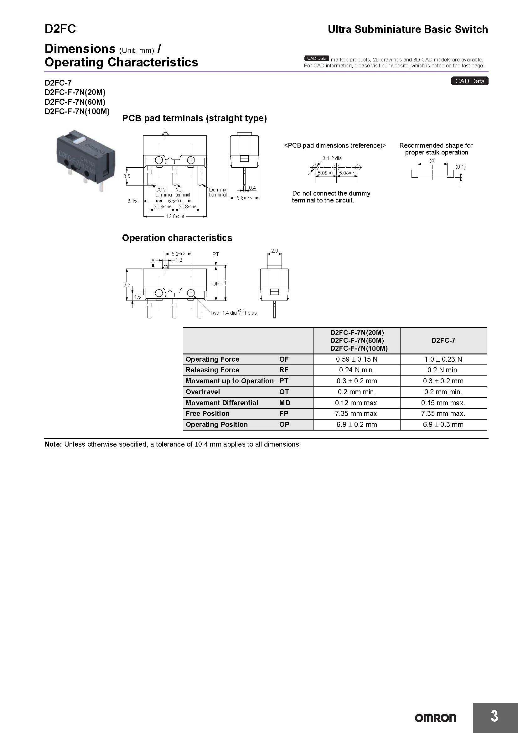 OMRON D2FC-F-7N(100M) Mikroschalter Weißer Punkt Original Endschalter für Maustasten-Reparatur Großhandel – Detail 3