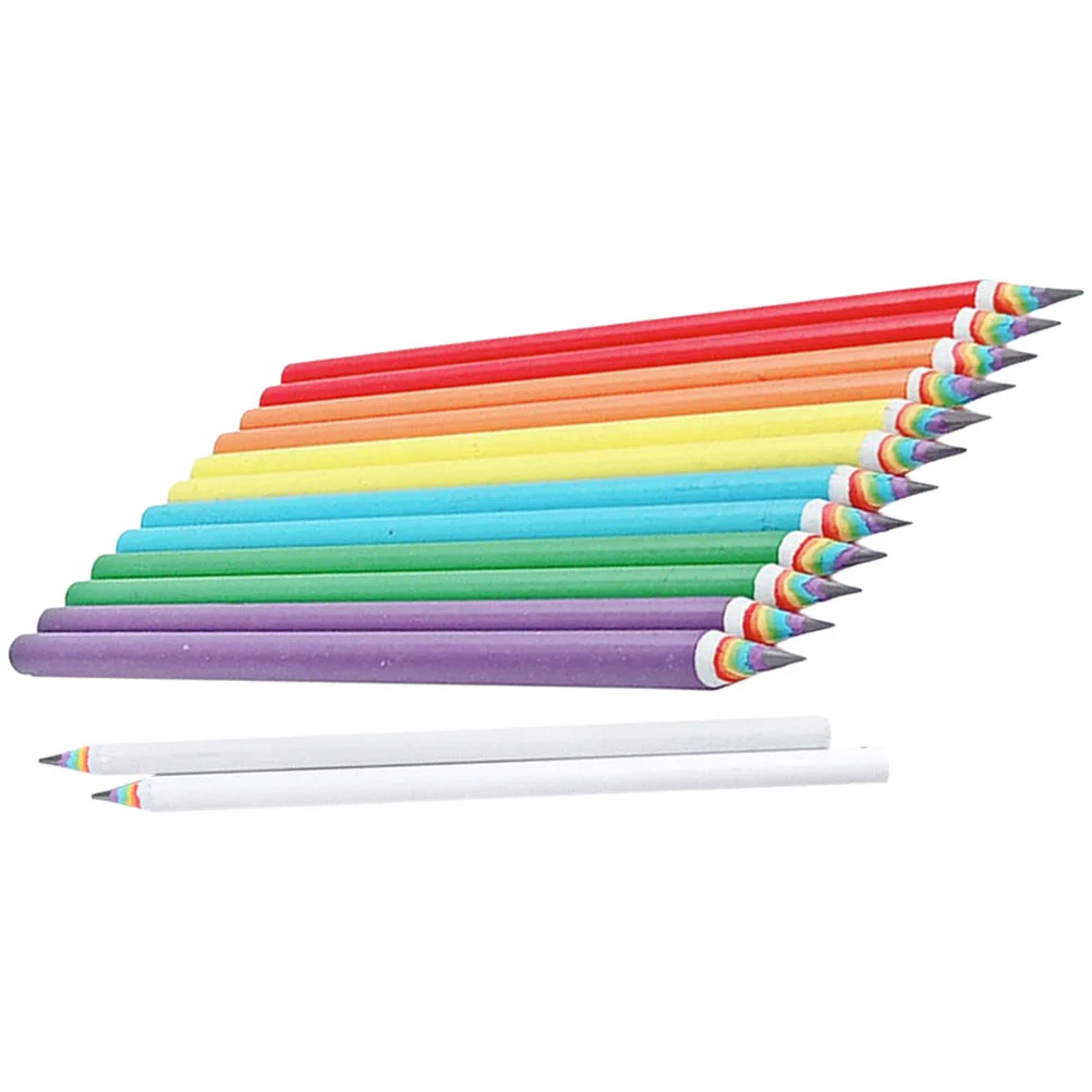 15 Pcs Kids Pencils Rainbow Colouring Pens Shading Color Sketching Colored  Paper - AliExpress